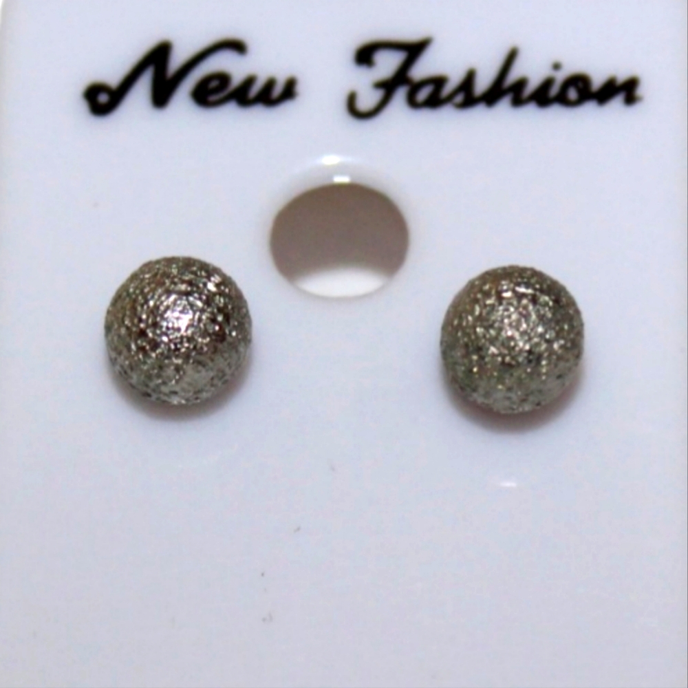 Gray Matte Ball Post Earrings
